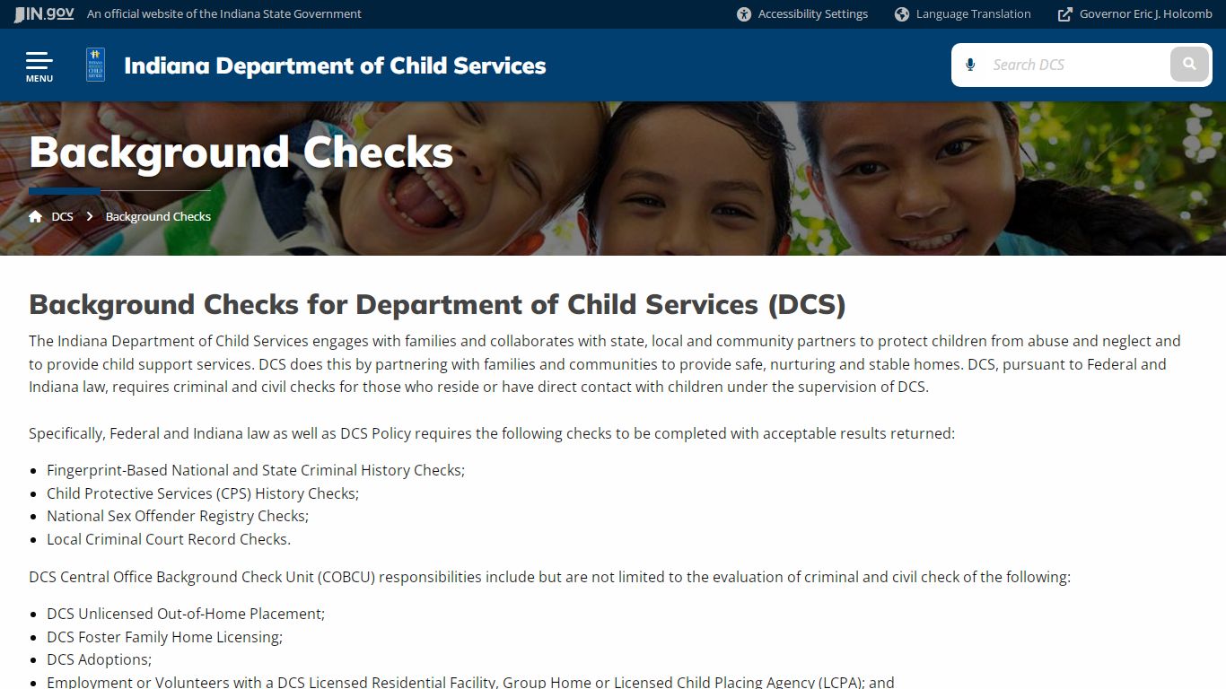 DCS: Background Checks - Indiana