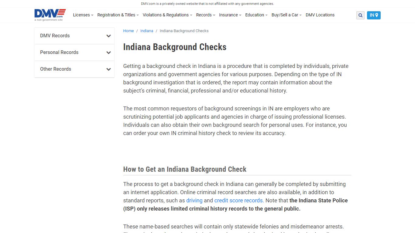 Indiana Background Checks | DMV.com